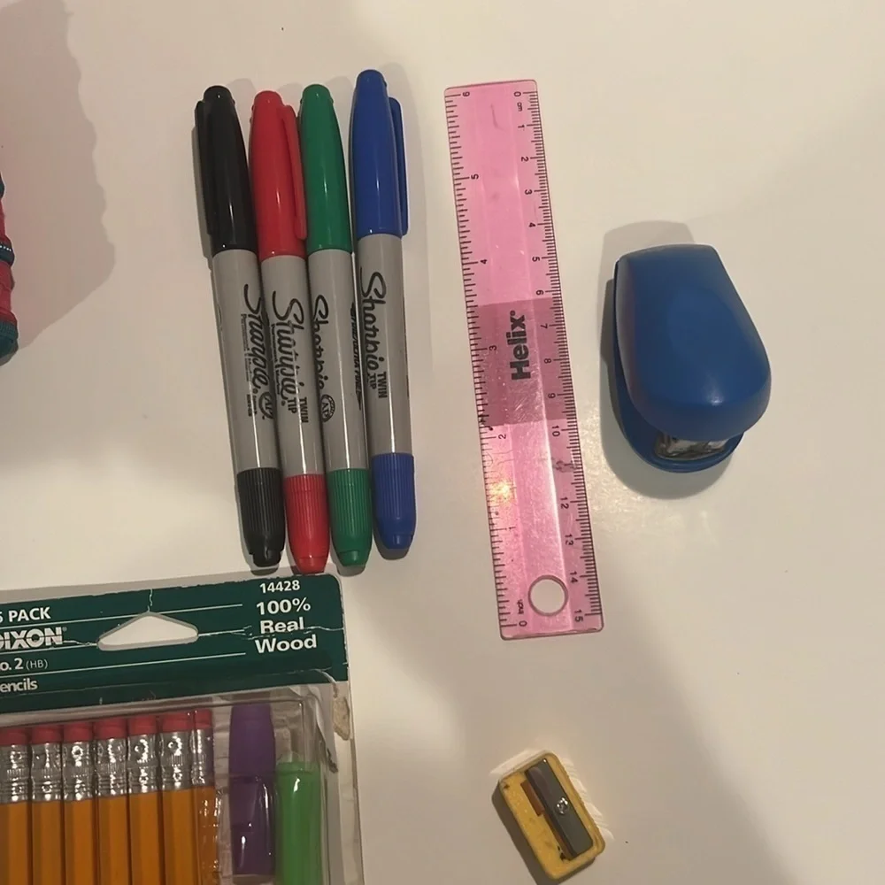 Zipit Pencil Case, Dixon Pencil Variety Pack, Sharpie Pens, Ruler & Mini Stapler